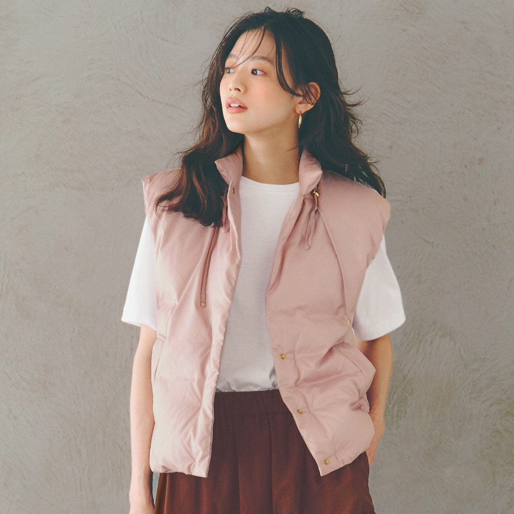 高密度タフタ ショートダウンジレ ベスト ジレ ジャケット 102701