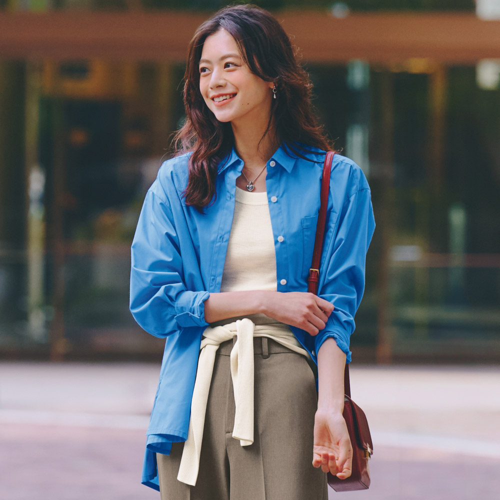 コットン混 ブロード ビッグシルエット シャツ シャツ ブラウス 102902