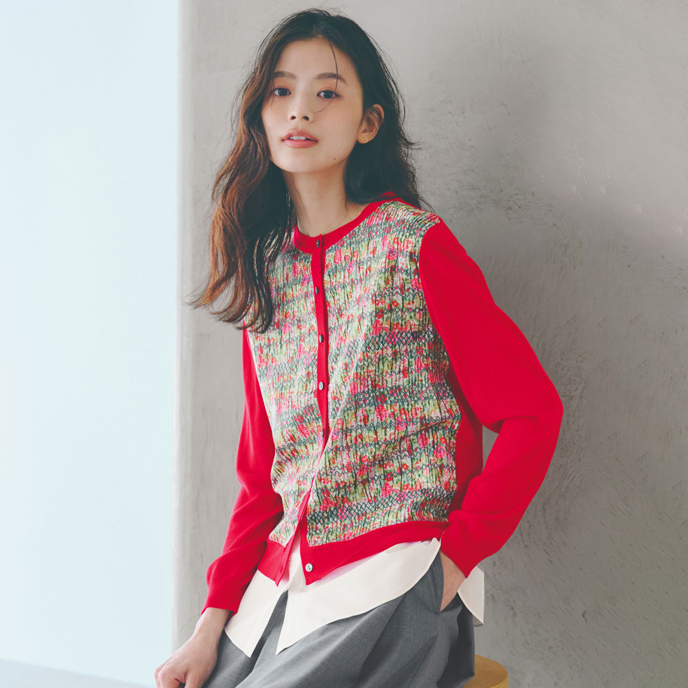 LIBERTY PRINT/リバティプリント ドッキング カーディガン ニットカーディガン ニット セーター 103001