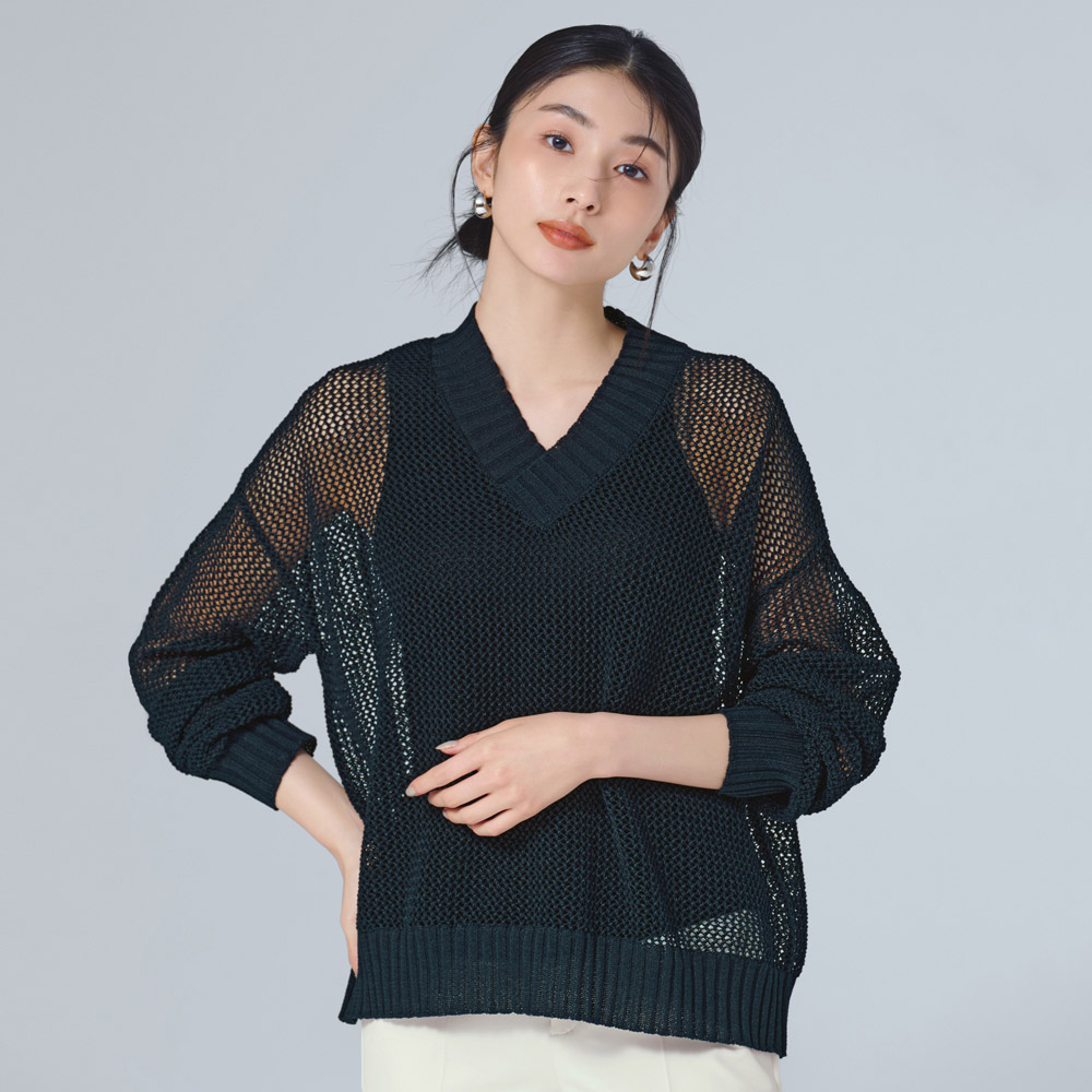 ギマ加工ニット メッシュ プルオーバー ニットセーター ニット セーター 103503