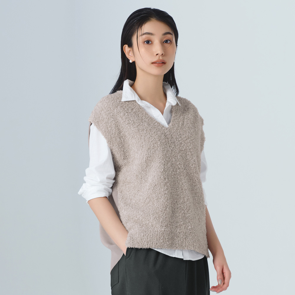 洗える リボンヤーン ニットベスト ニットベスト ニット セーター 103702