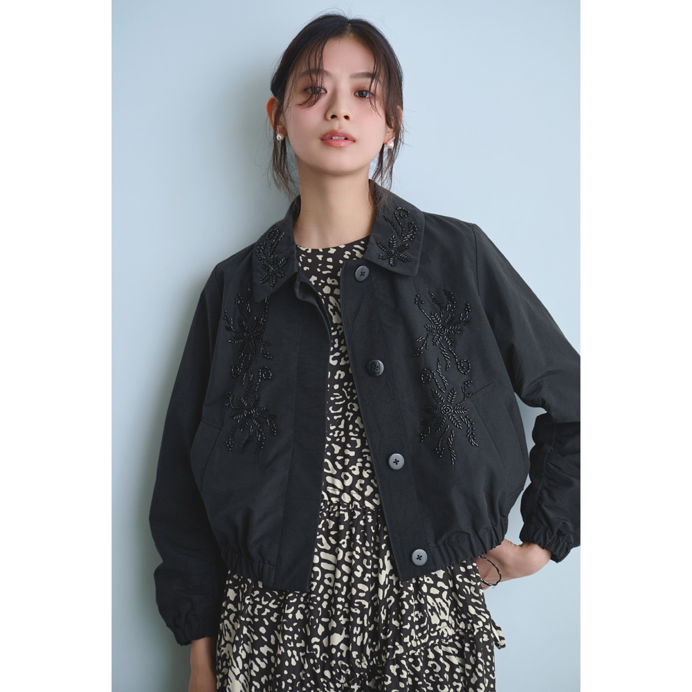 フラワーモチーフ ビーズ刺しゅう ブルゾン ブルゾン ジャケット 103801