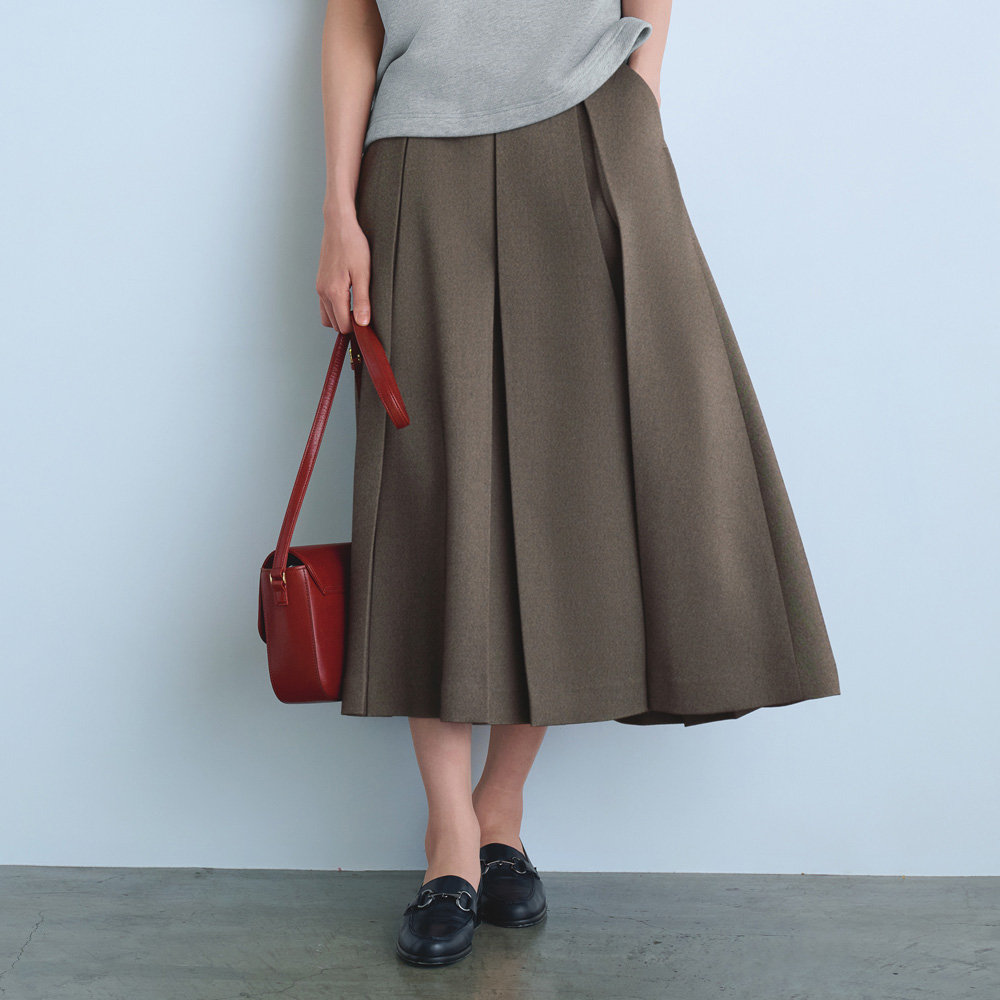 ツイード調 ボンディング タックスカート フレアスカート ギャザースカート スカート 104003