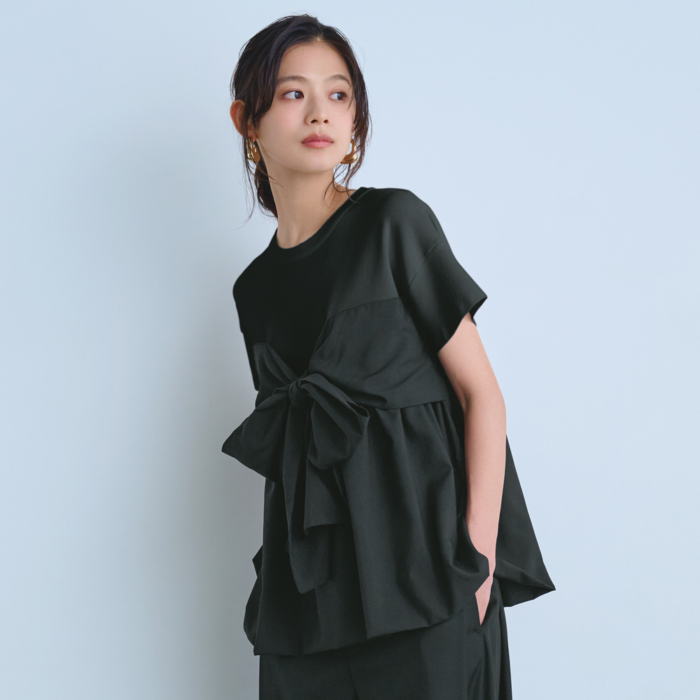 ニットレイヤード風 リボン プルオーバー サマーニット ニット セーター 104202