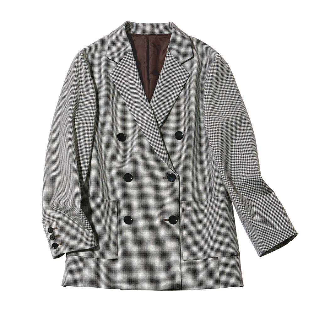 尾州産 千鳥柄ストレッチ ダブルジャケット サステナブル 118902