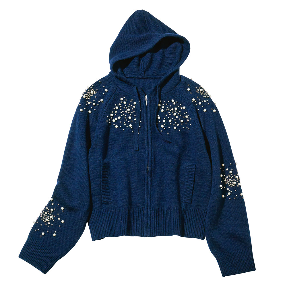 パールビジュー ジップアップ ニットパーカ パーカー スウェット トレーナー 119701