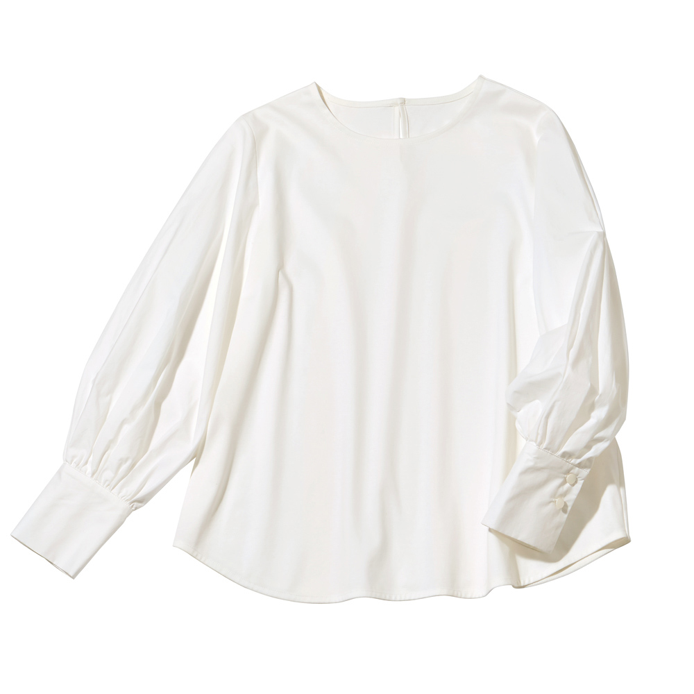 洗える 袖ボリューム ドッキングプルオーバー プルオーバー シャツ ブラウス 120902