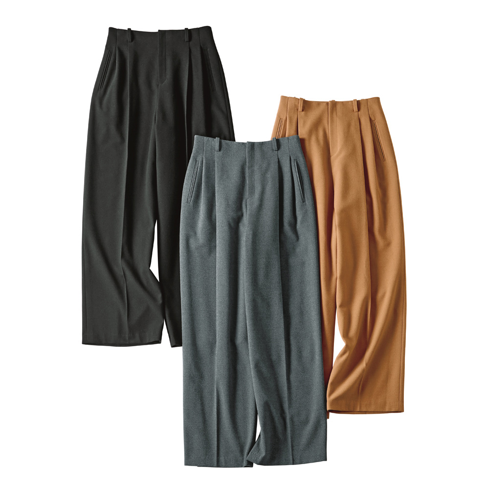 ≪股下丈65cm≫ピーチフランネル セミワイドパンツ サステナブル 121901