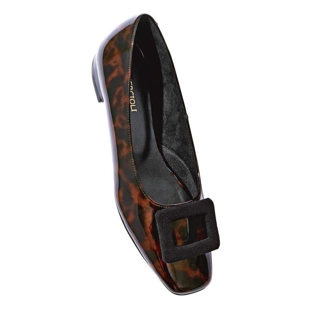 バックル付き スクエアトゥ パンプス（日本製） バレエシューズ フラットシューズ パンプス サンダル 122305