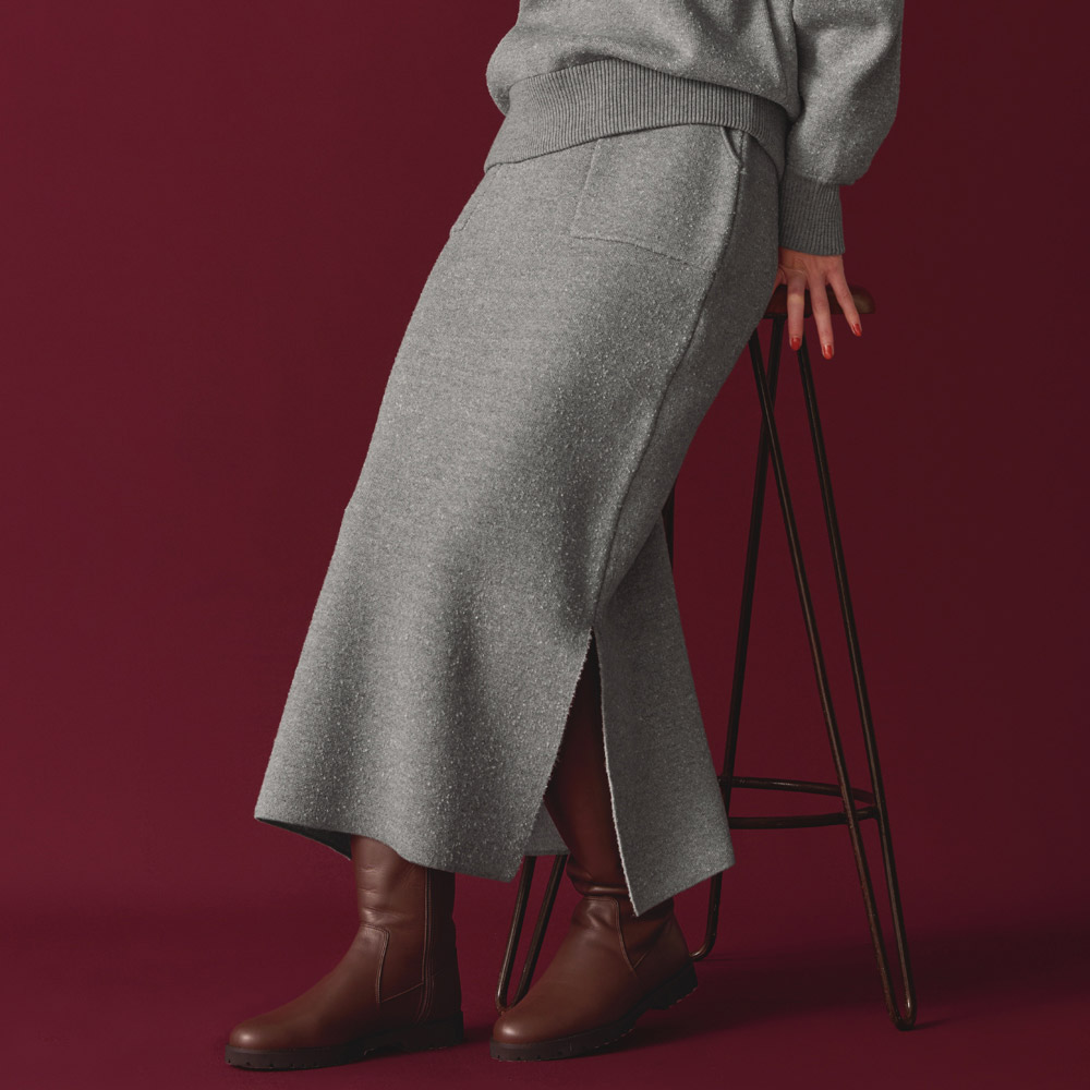 コットンウール混 ジャカードニット スカート タイトスカート スカート 118702