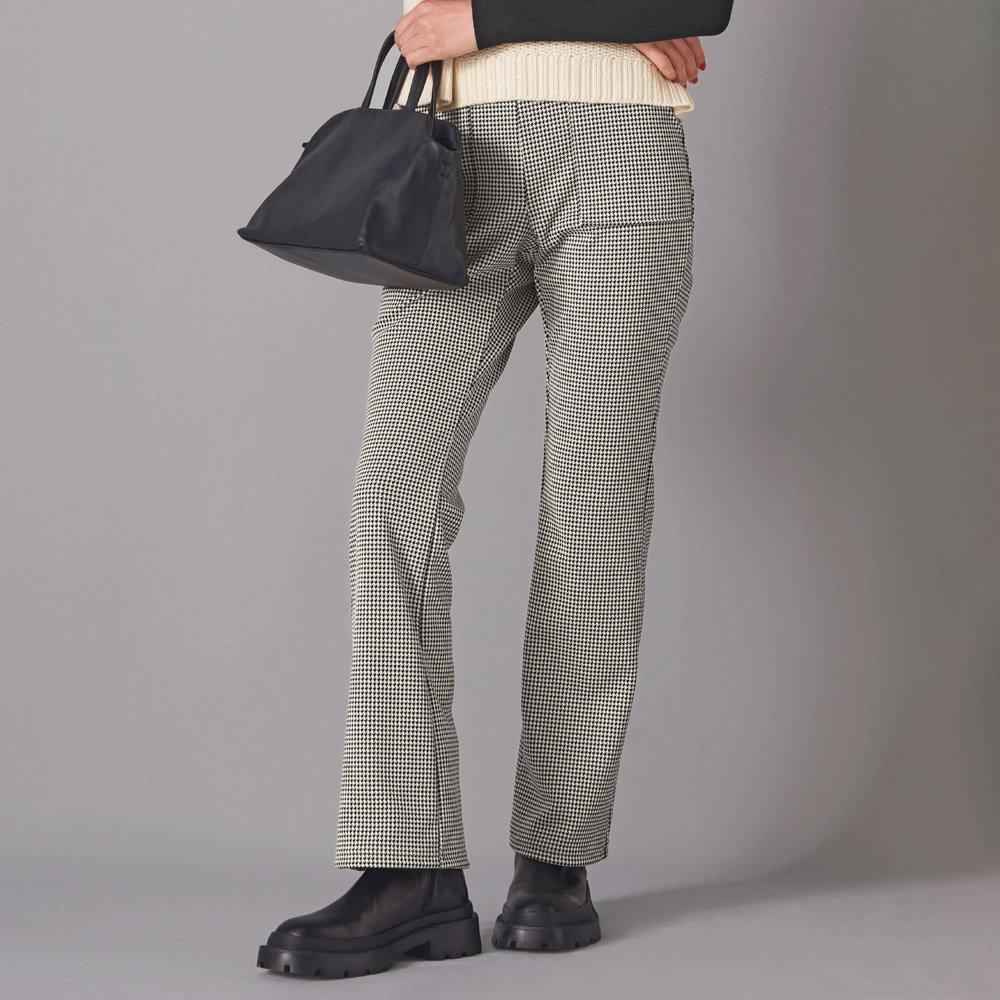 千鳥柄ジャカード ジャージー フレアパンツ(日本製) イージーパンツ パンツ 119002