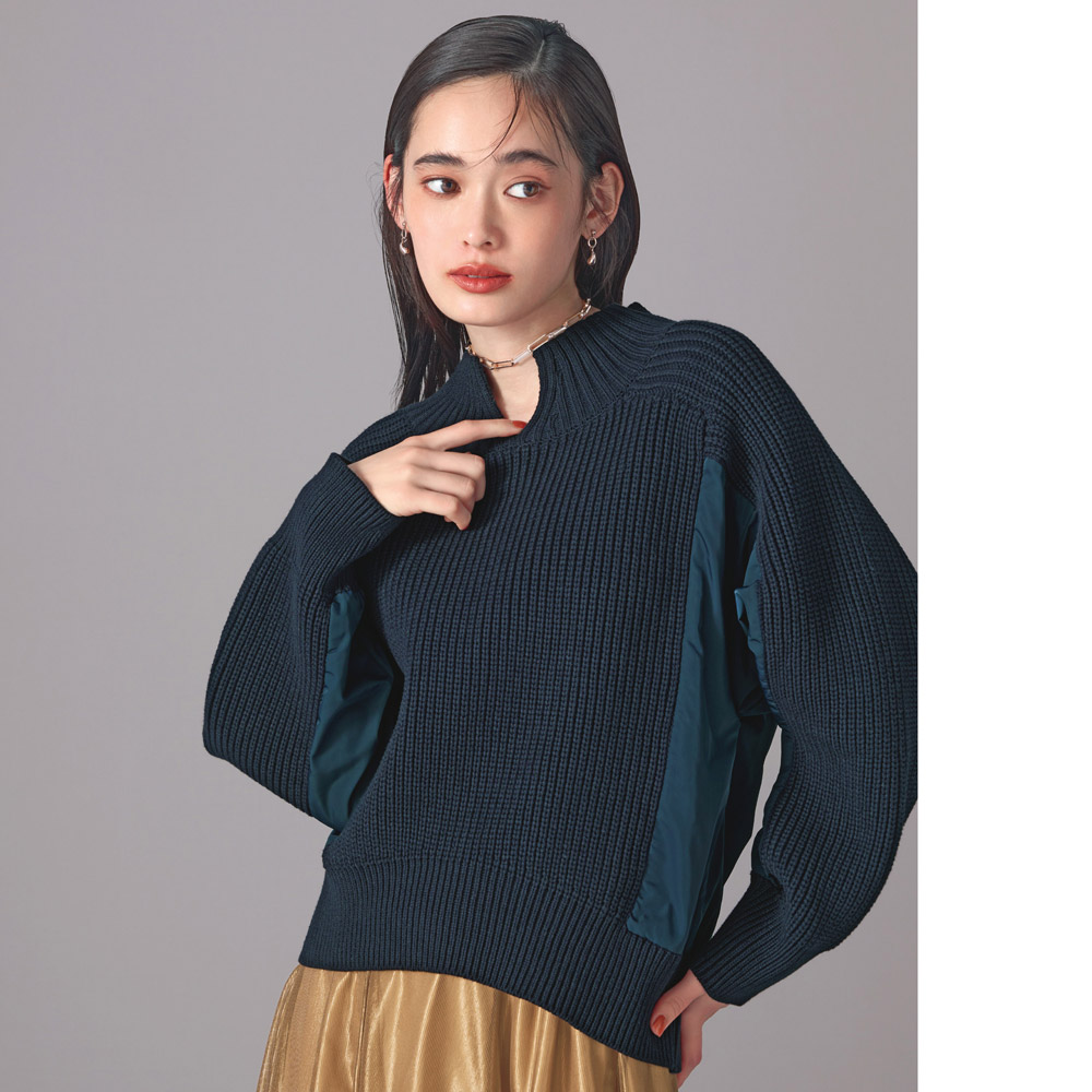 コットン混 ローゲージ ドッキングプルオーバー ニットセーター ニット セーター 119003