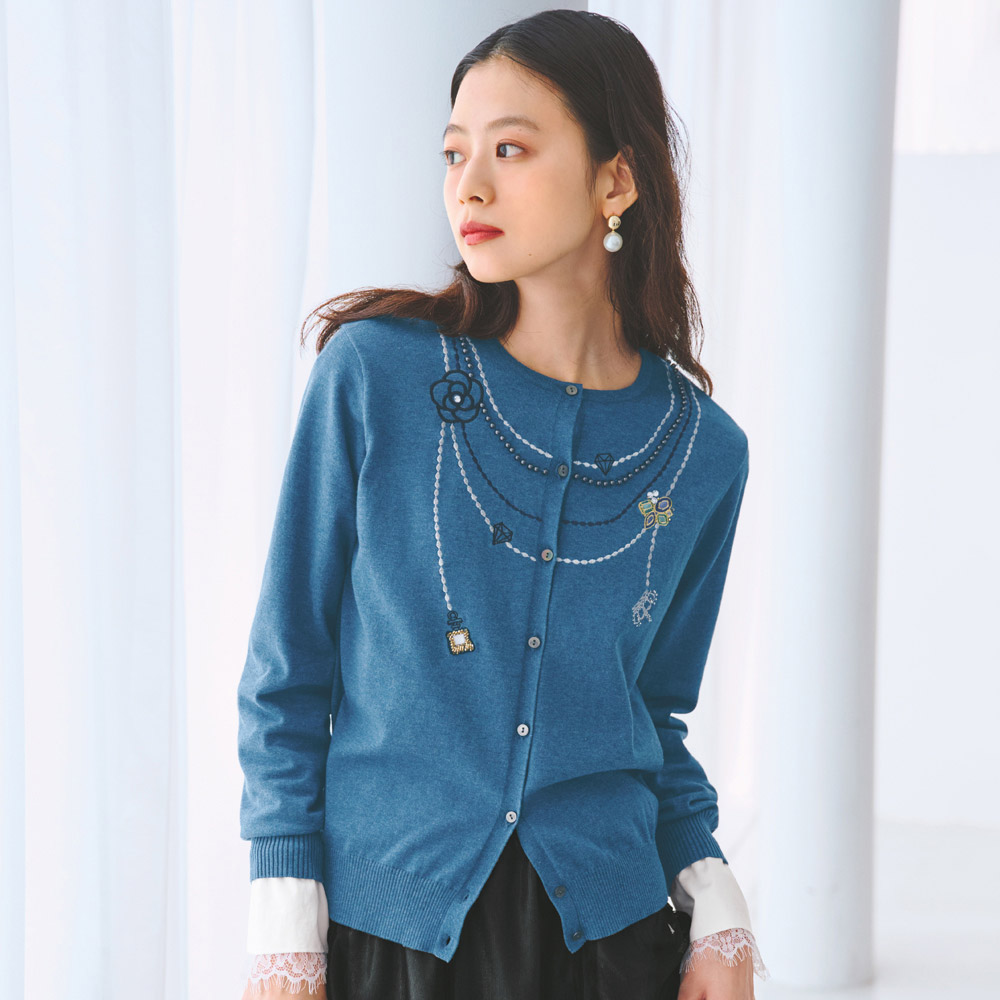 ビーズ刺しゅう入り ニットカーディガン ニットカーディガン ニット セーター 119402