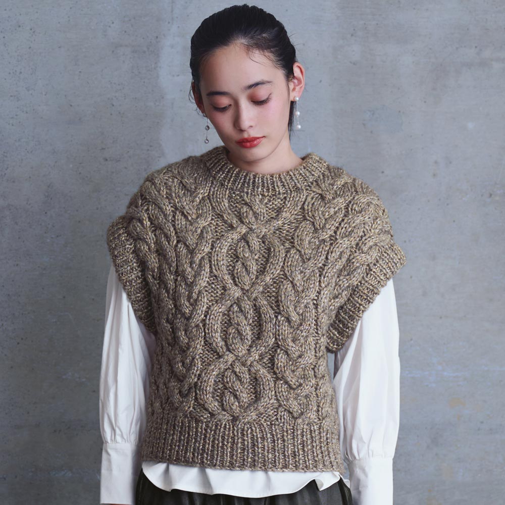 ハンドメイド ローゲージ ニットベスト ニットベスト ニット セーター 121401