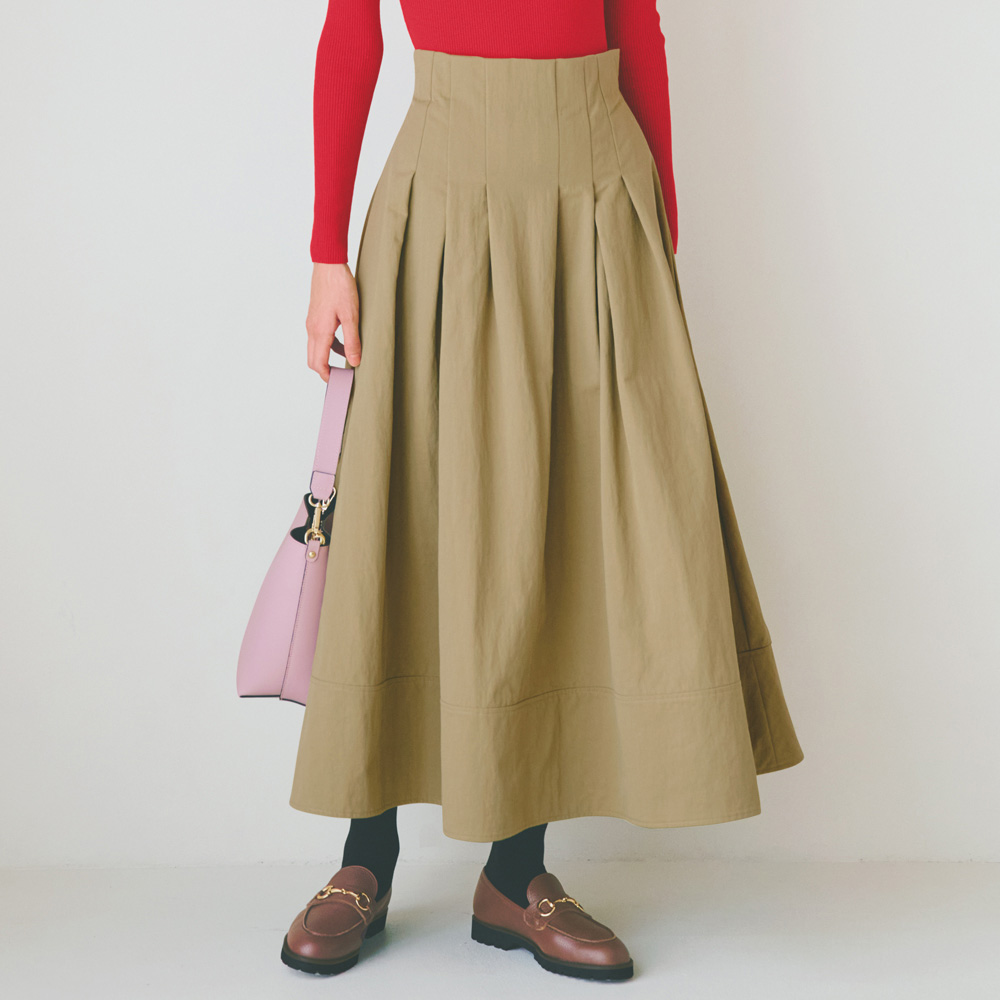 ≪総丈90cm≫高密度コットンナイロン タックフレアスカート フレアスカート ギャザースカート スカート 121602