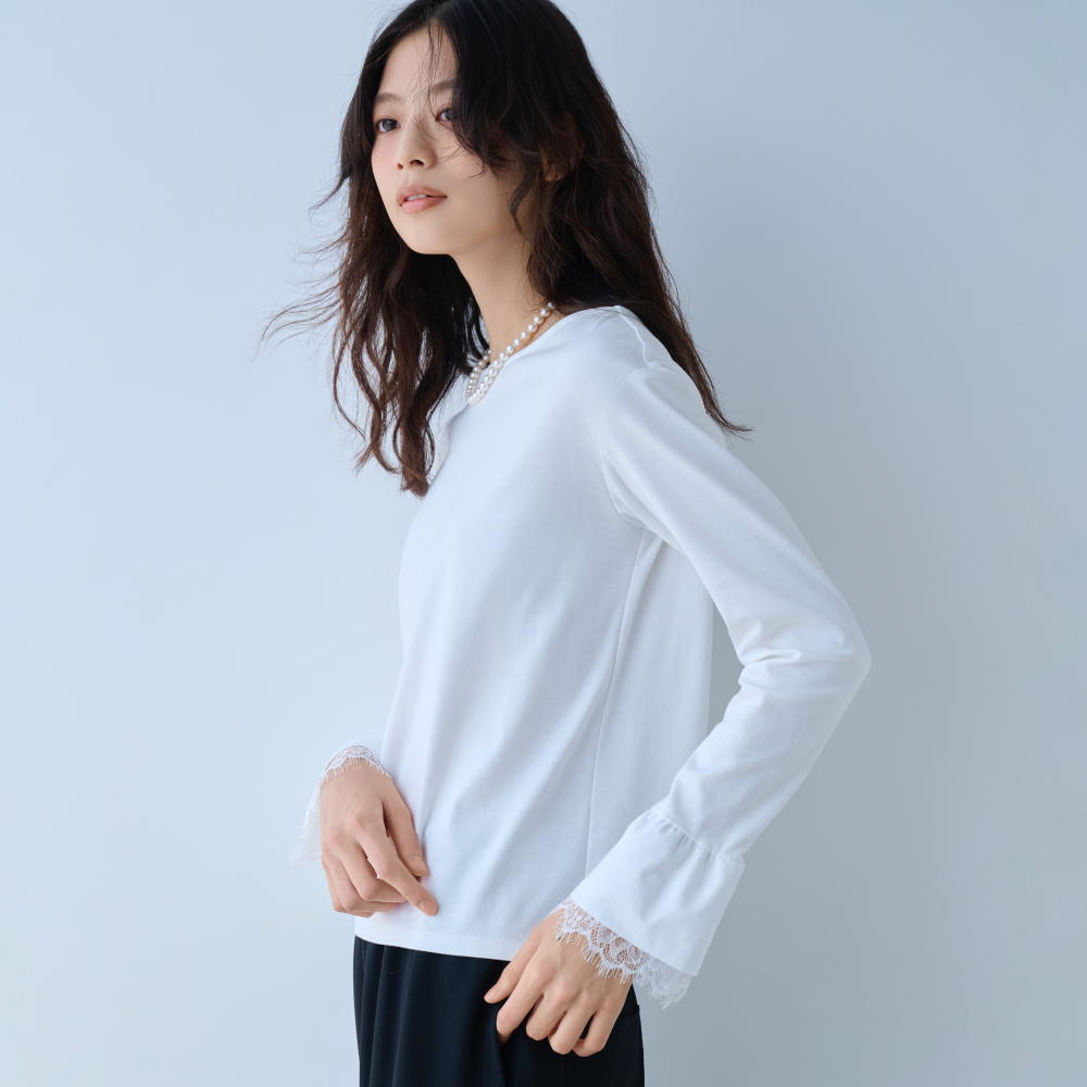 レースカフス付き ドッキングプルオーバー（日本製） プルオーバー シャツ ブラウス 122002