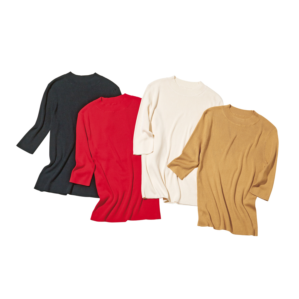 UVカット 洗える シルク100% モックネック5分袖 プルオーバー UV対策ウェア UV 紫外線対策 122102