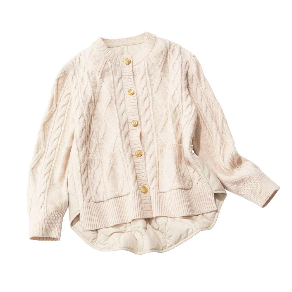 キルトドッキング ニットコーディガン ニットジャケット ニットコート ニット セーター 137501