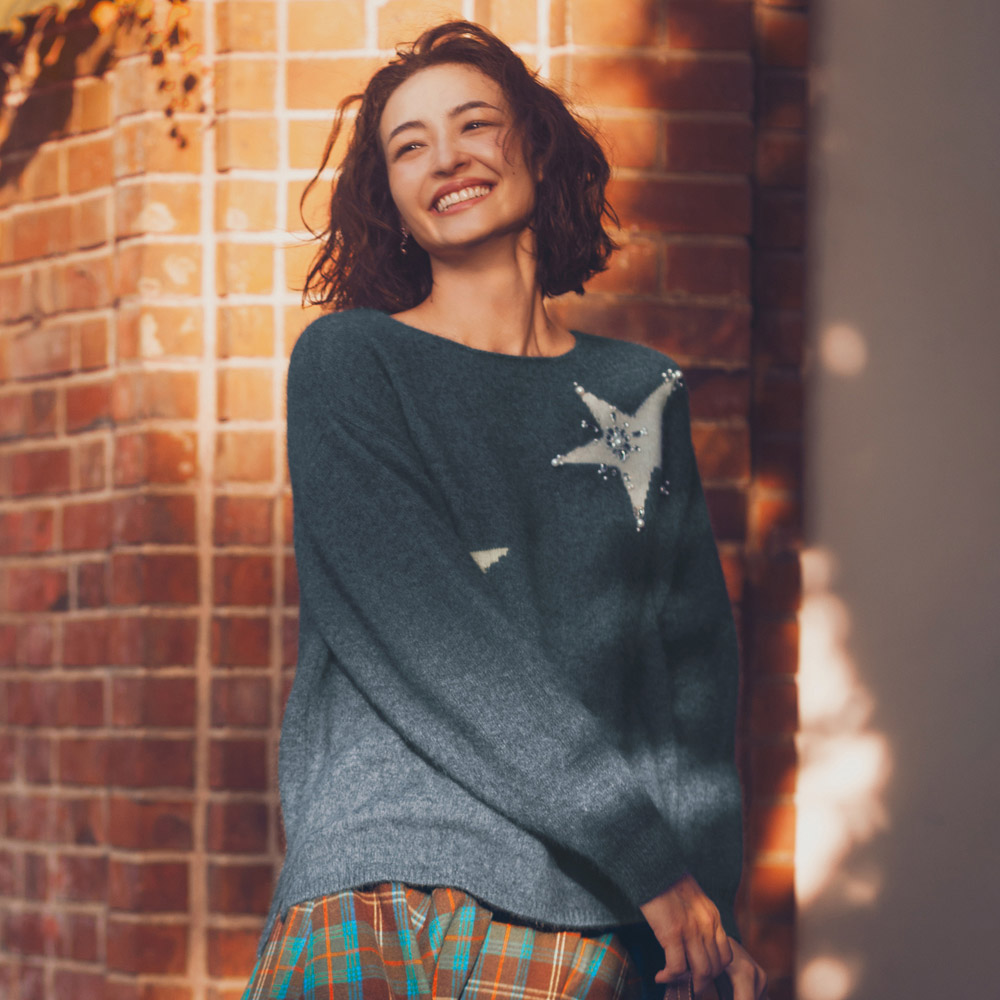 星柄 インターシャ ヘアリーニット プルオーバー ニットセーター ニット セーター 132901