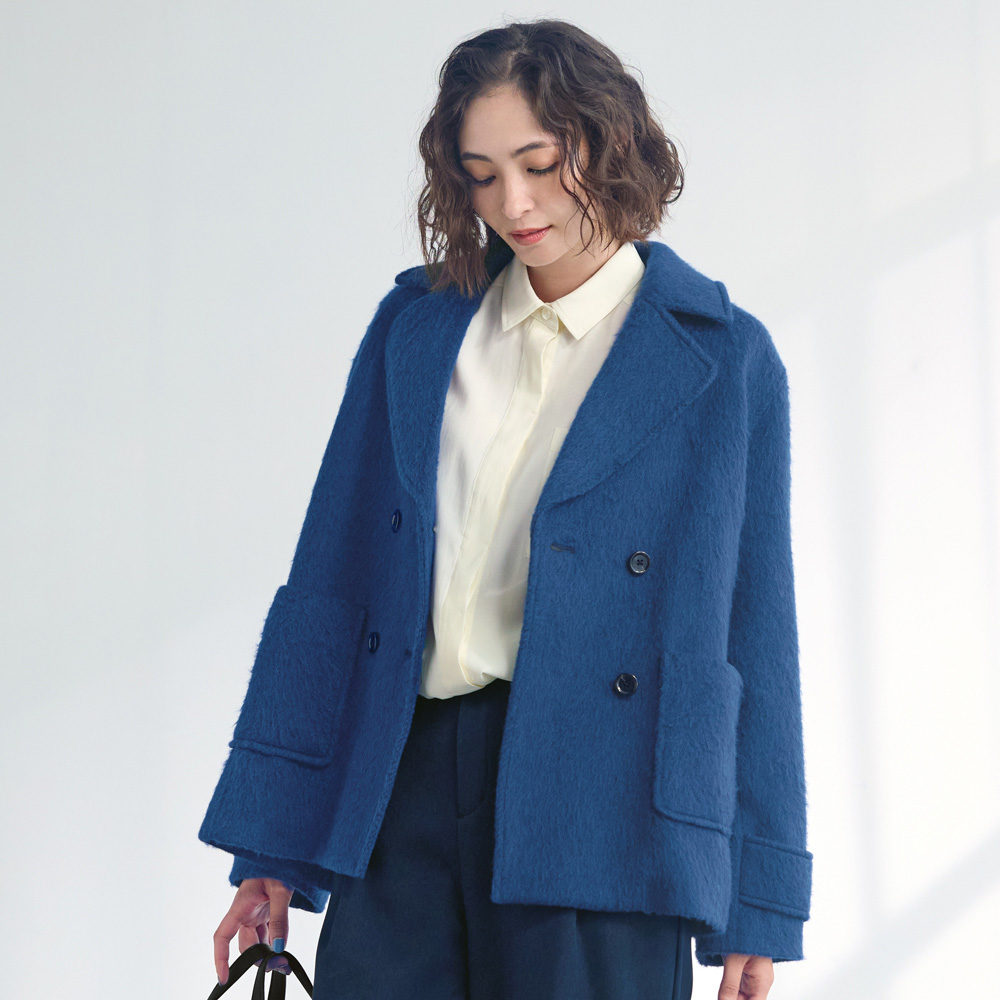 尾州産 リウール混シャギー Pコート サステナブル 133201