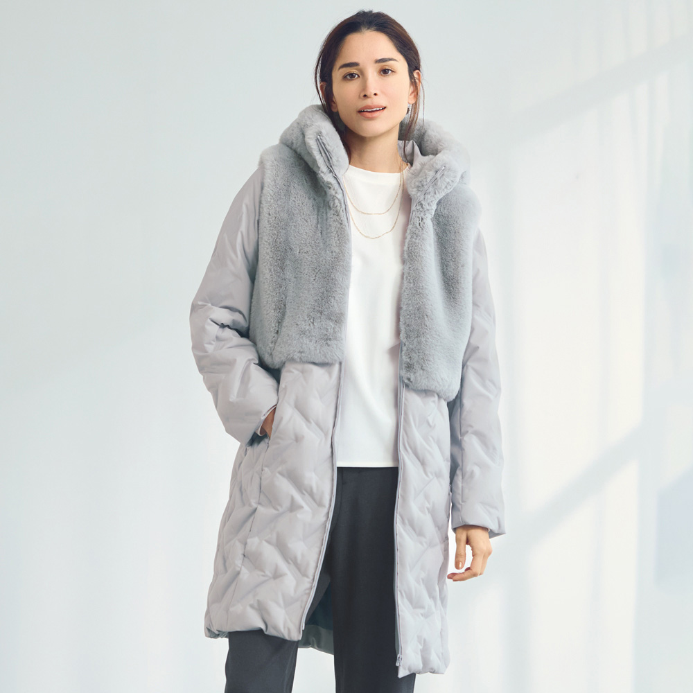 ボアコンビ シームレス ダウンコート ファーコート ムートンコート コート 133501