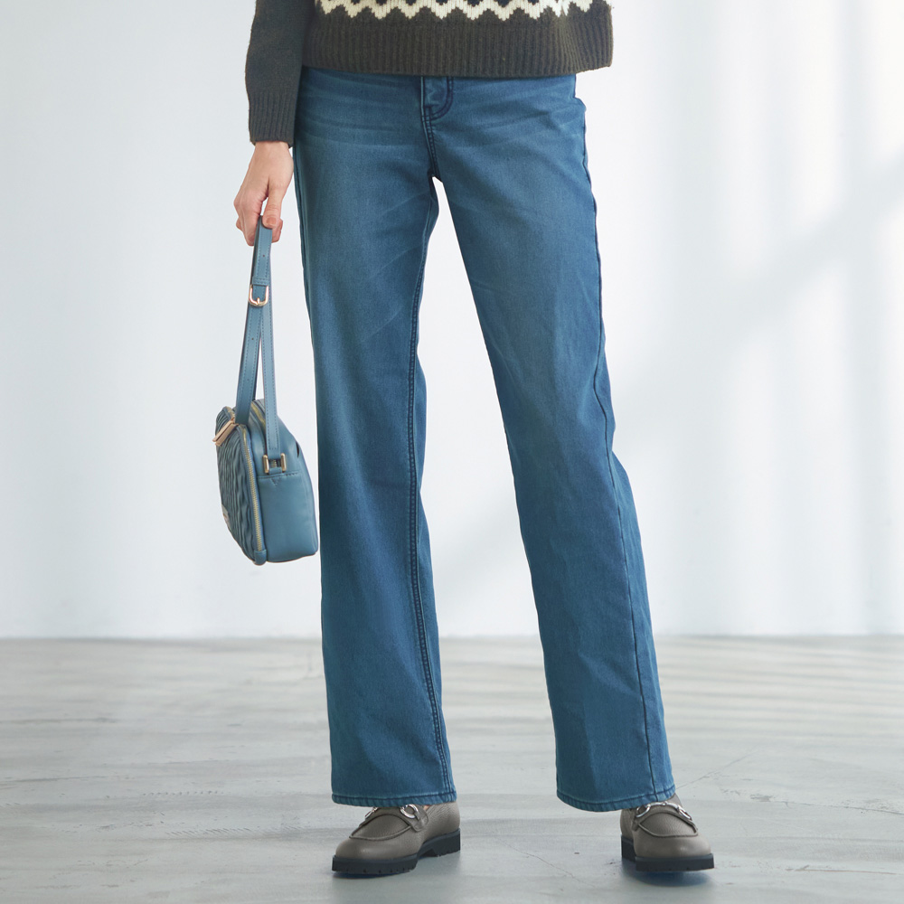 裏起毛 ボンディング ストレート デニムパンツ サステナブル 133601