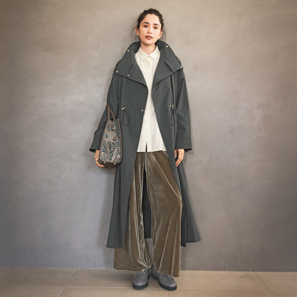 はっ水 ストレッチ ナイロン ライナー付きコート スタンドカラーコート コート 134901