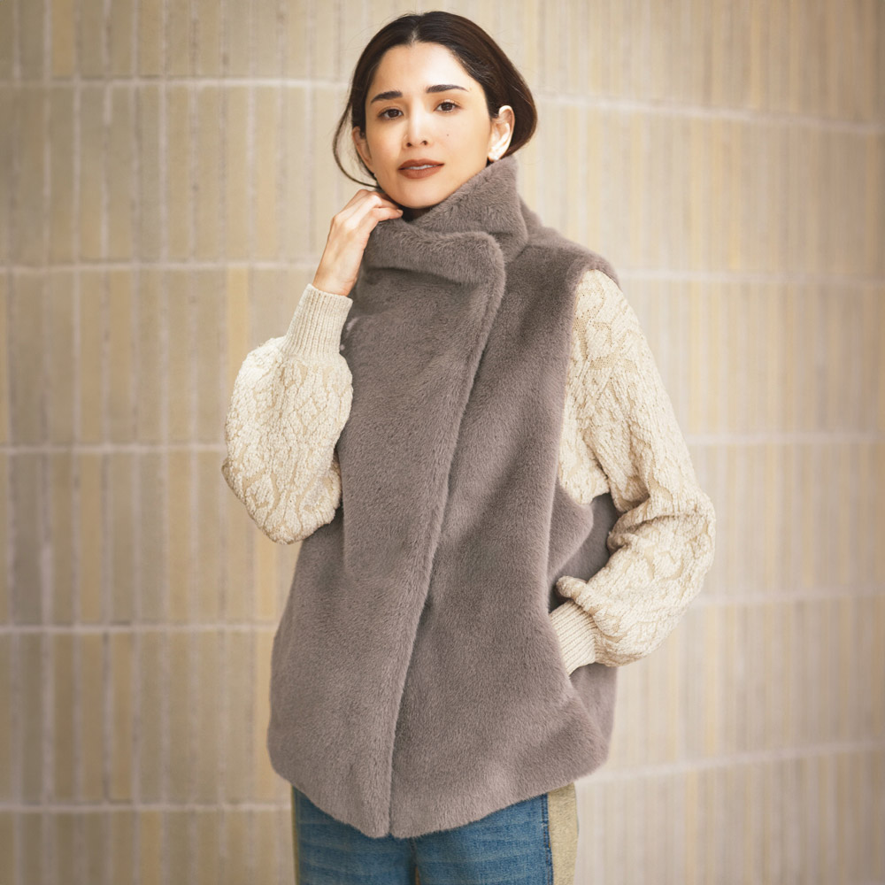 ミンク調 フェイクファー ジレ サステナブル 135101