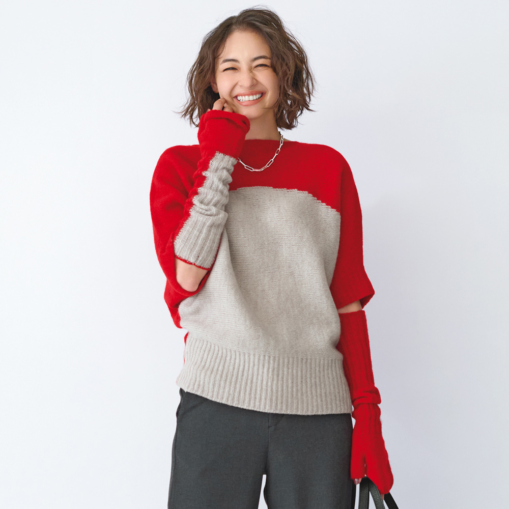 前後2ウェイ ウールニットプルオーバー＆アームウォーマー セット（日本製） ファッション小物 135801