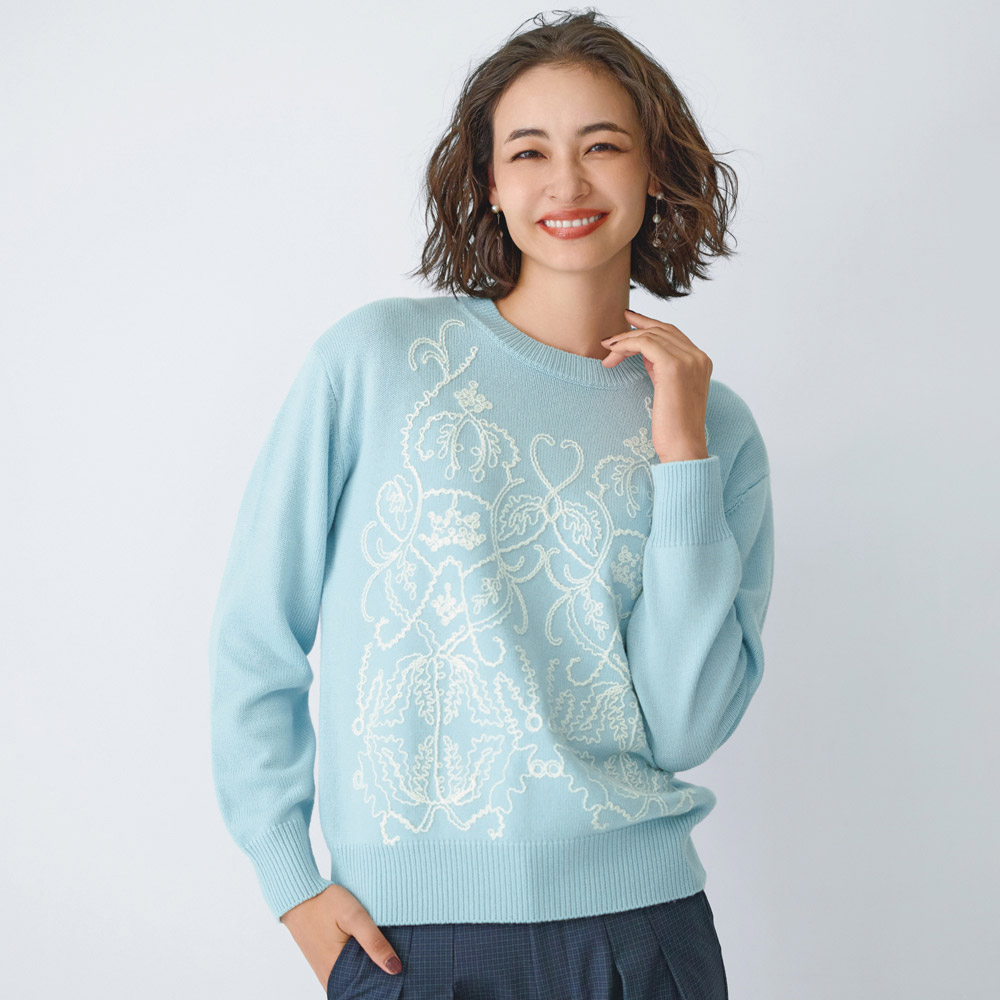 コード刺しゅう入り ニットプルオーバー ニットセーター ニット セーター 136201