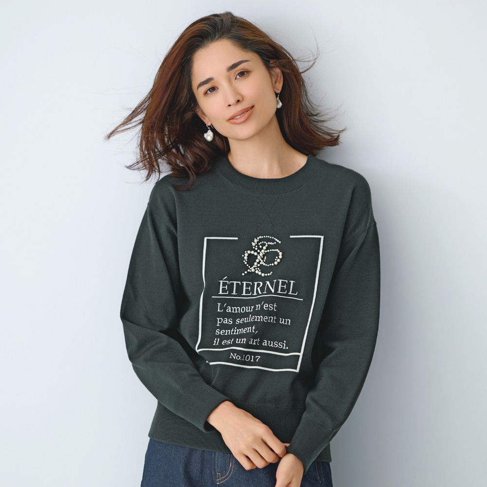 パールビーズ刺しゅうロゴ ニットプルオーバー ニットセーター ニット セーター 136203