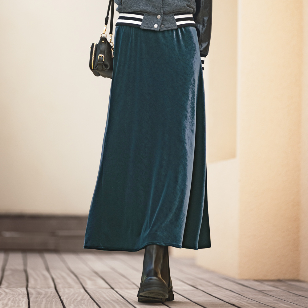 2ウェイ ストレッチ スノーベロア ナロースカート フレアスカート ギャザースカート スカート 137003