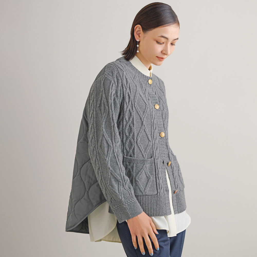 キルトドッキング ニットコーディガン ニットジャケット ニットコート ニット セーター 137501