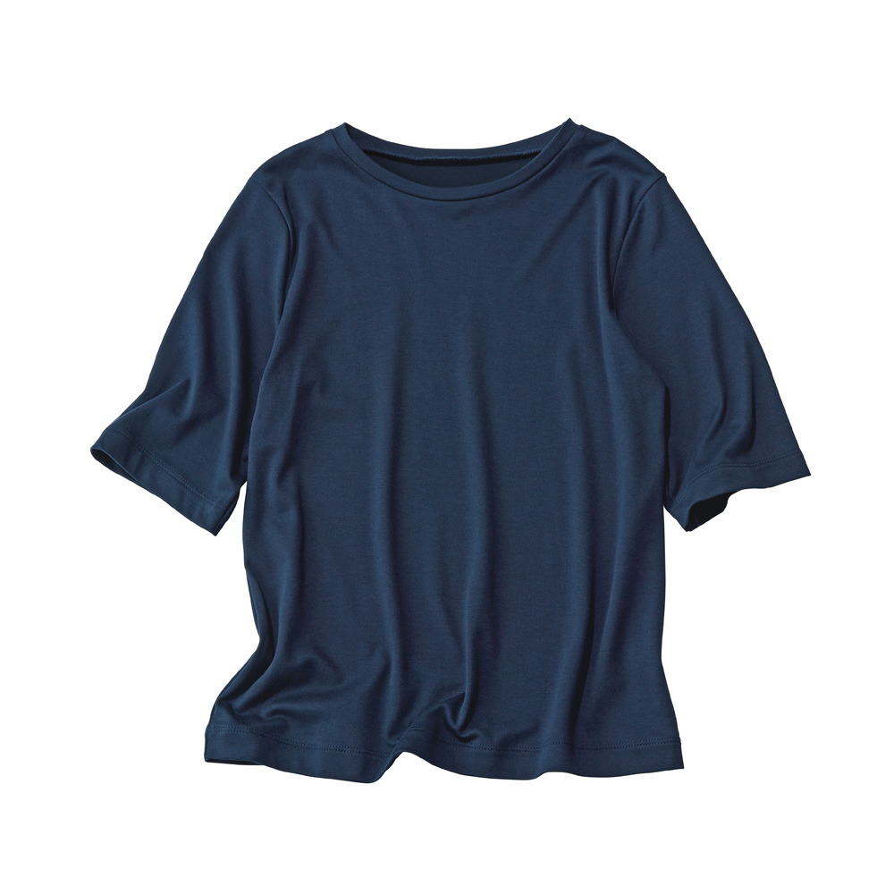 コスメプラス（R）加工 5分袖 クルーネック Tシャツ（日本製） プルオーバー シャツ ブラウス 146202