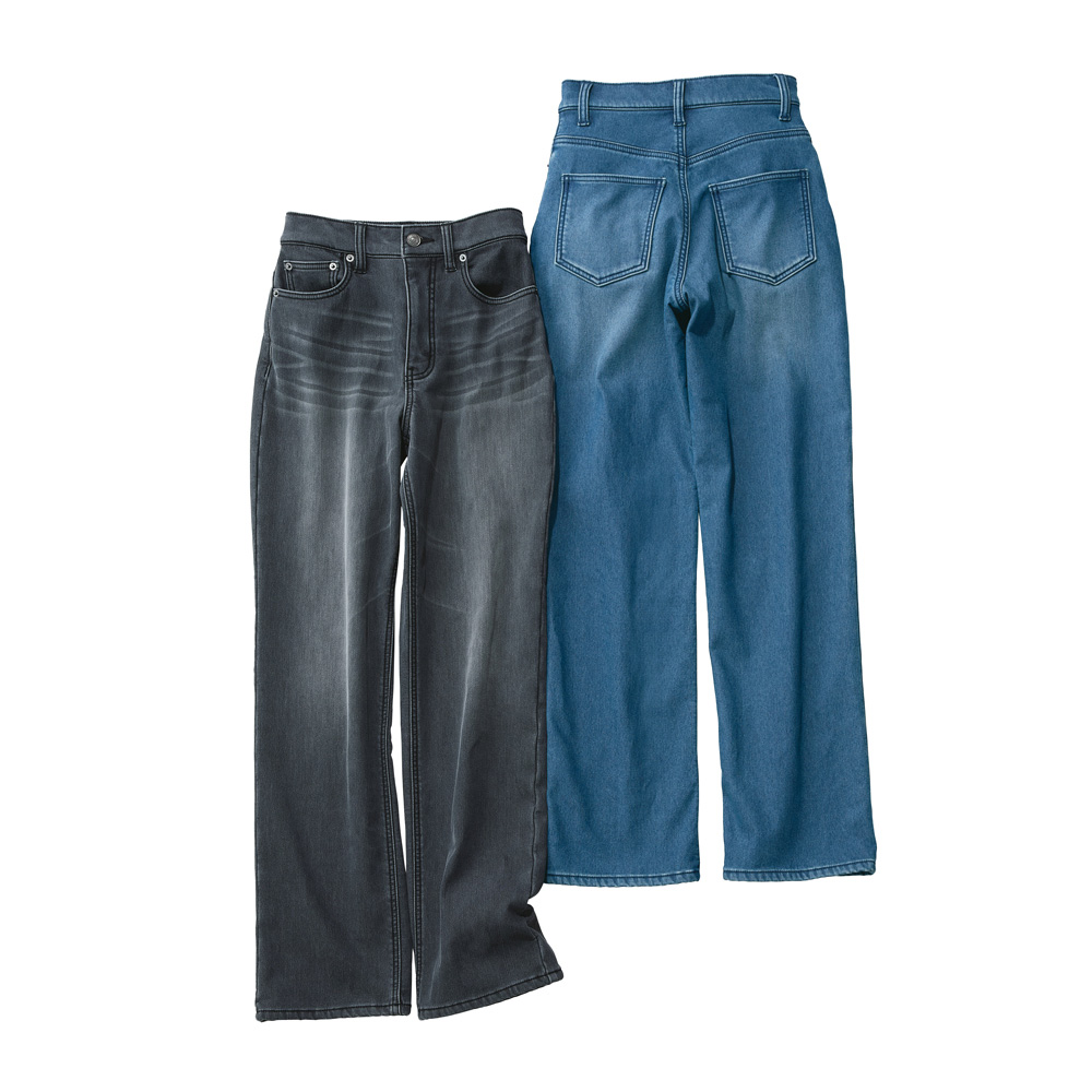 裏起毛 ボンディング ストレート デニムパンツ サステナブル 148801