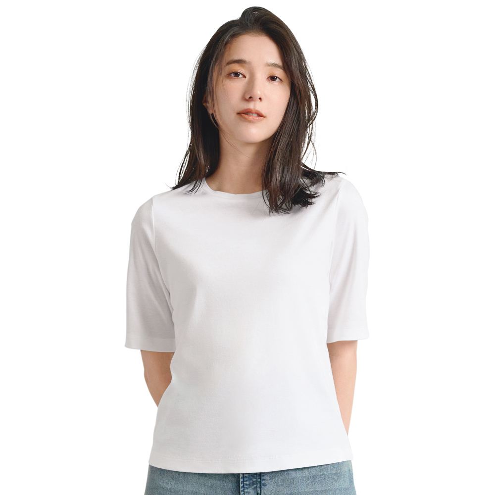 コスメプラス（R）加工 5分袖 クルーネック Tシャツ（日本製） プルオーバー シャツ ブラウス 146202