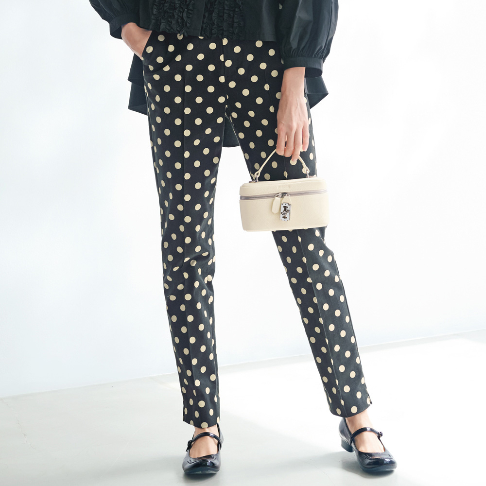 ポルカドット センターピンタック パンツ テーパードパンツ パンツ 146702