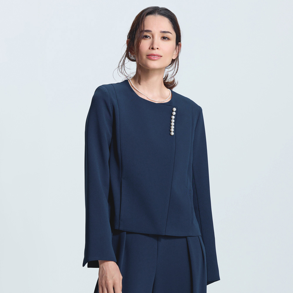 アセテート混 ダブルクロス ショートジャケット サステナブル 147601