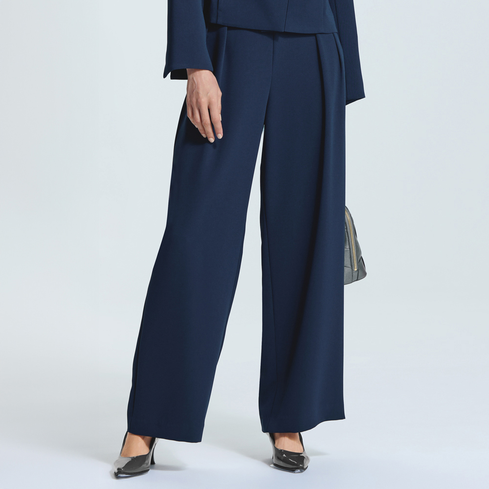 ≪股下丈68cm≫ アセテート混 ダブルクロス ワイドパンツ サステナブル 147603