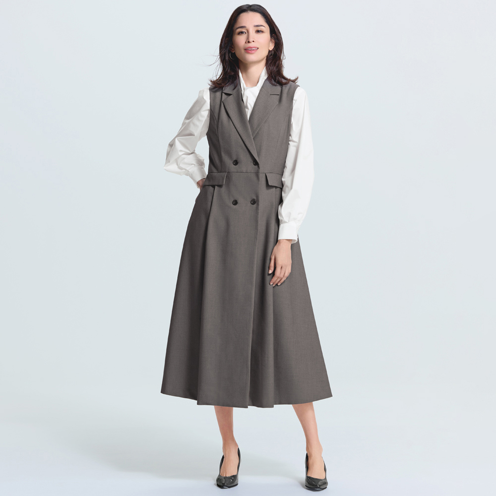 テーラードカラー ジレワンピース マキシワンピース ロングワンピース ワンピース 147702