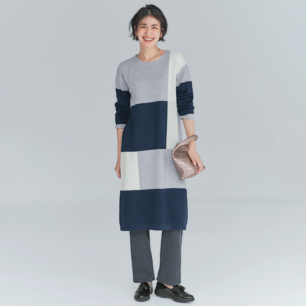 カラーブロック ニットワンピース ニットワンピース ワンピース 148402