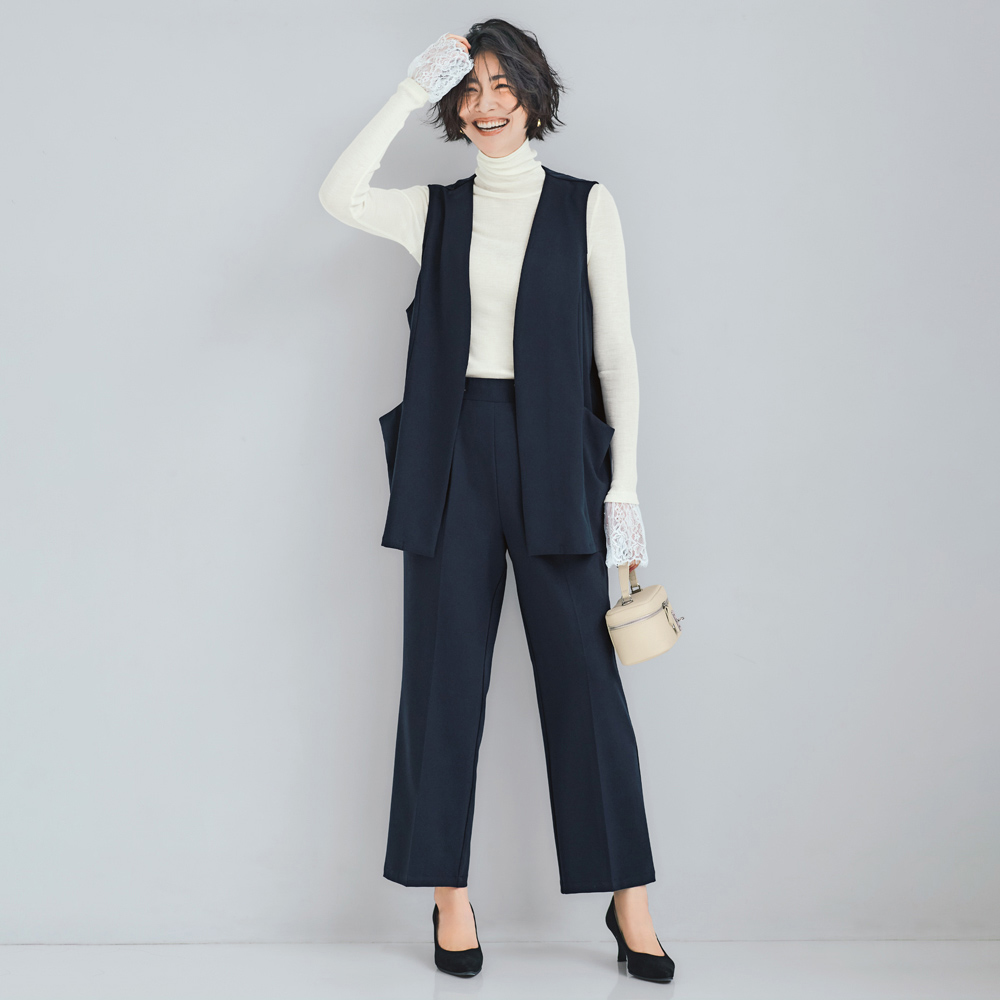 洗える UVカット ジレ＆パンツ のびやか2点セット UV対策ウェア UV 紫外線対策 148601