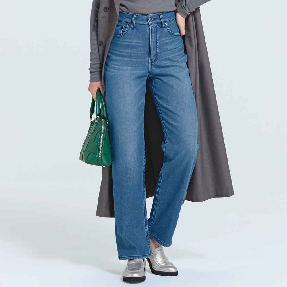 裏起毛 ボンディング ストレート デニムパンツ サステナブル 148801