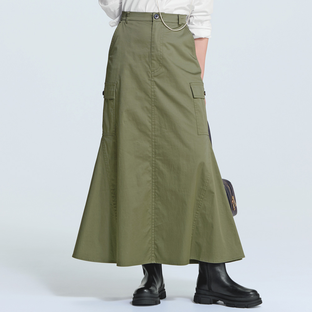洗える UVカット サイドフレア カーゴスカート フレアスカート ギャザースカート スカート 148901