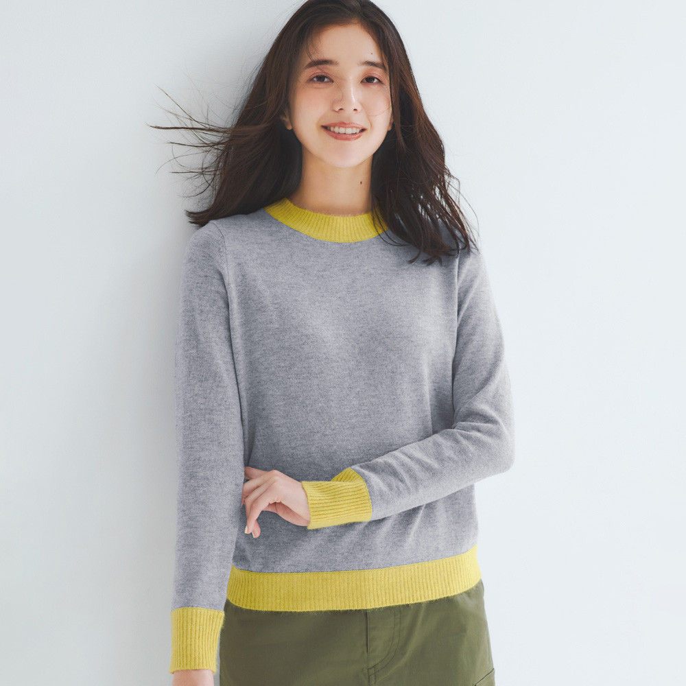 ヘアリーニット トリミング ウールコットン プルオーバー ニットアンサンブル ツインニット ニット セーター 149702