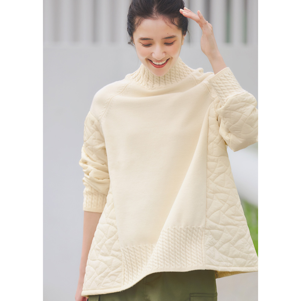 ニット×キルティング ドッキング プルオーバー ニットセーター ニット セーター 149902