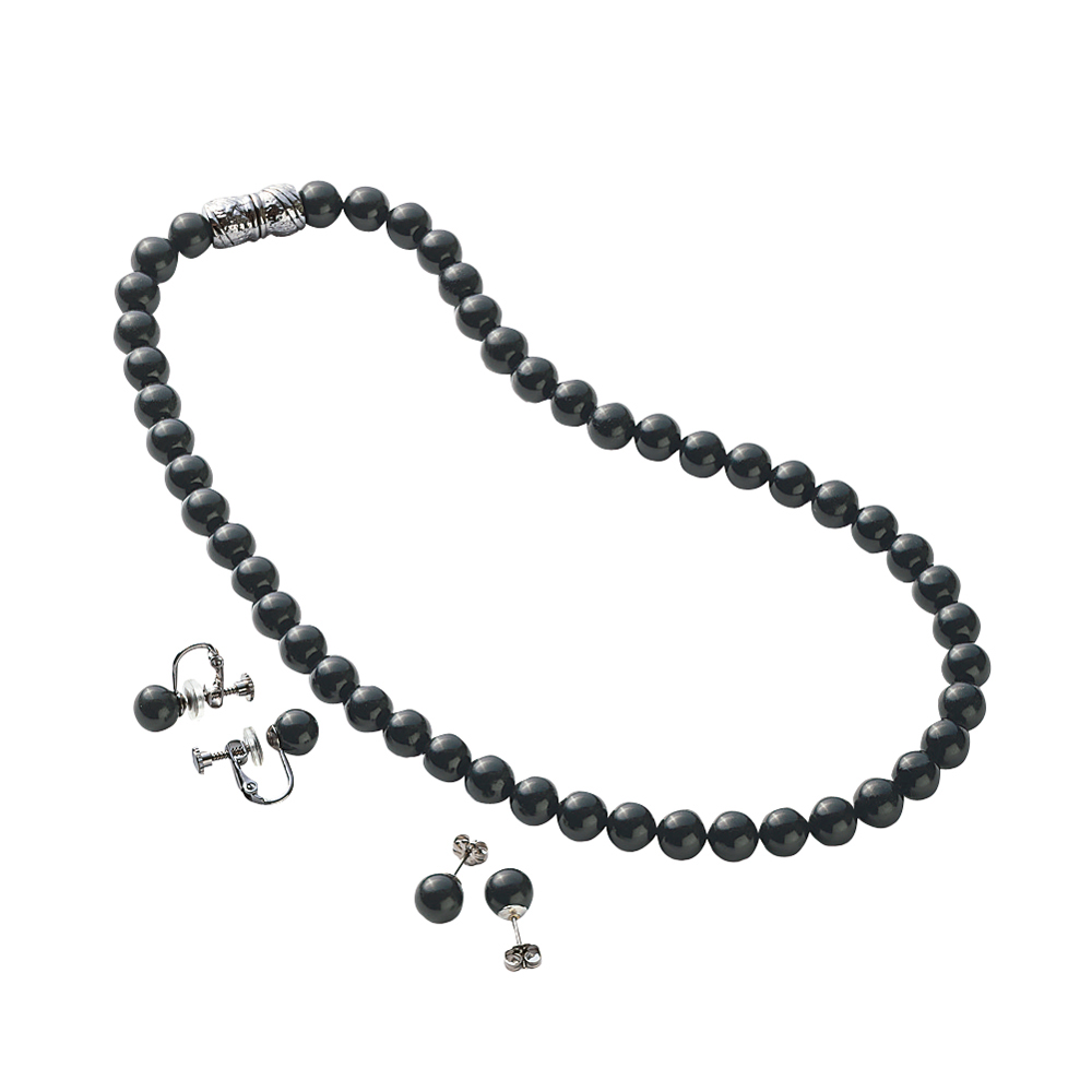 天然ジェット ネックレス＆イヤリング・ピアス セット セットジュエリー ジュエリー アクセサリー 150303