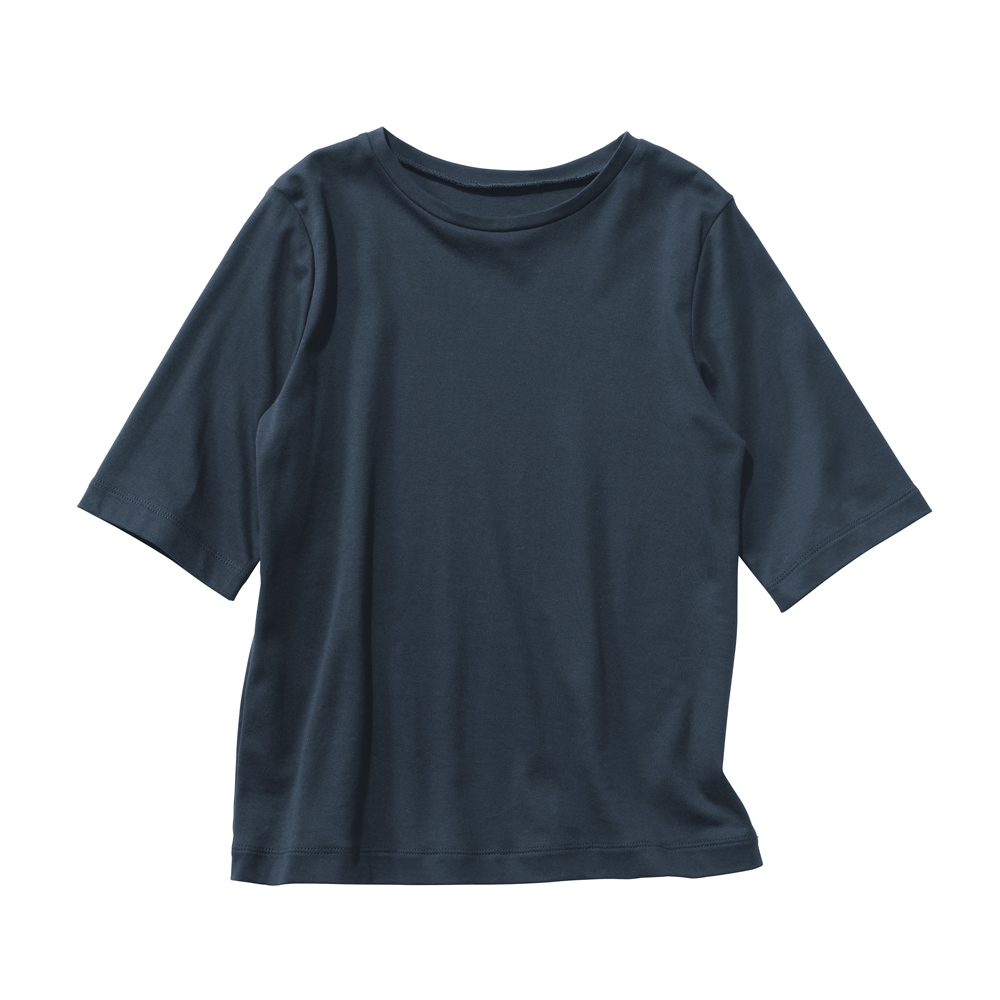 コスメプラス(R)加工 5分袖 クルーネック Tシャツ (日本製) プルオーバー シャツ ブラウス 168802