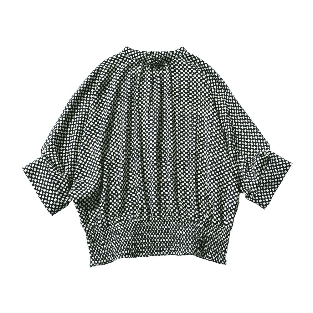 トリアセテート風素材 プリントブラウス プルオーバー シャツ ブラウス 170301