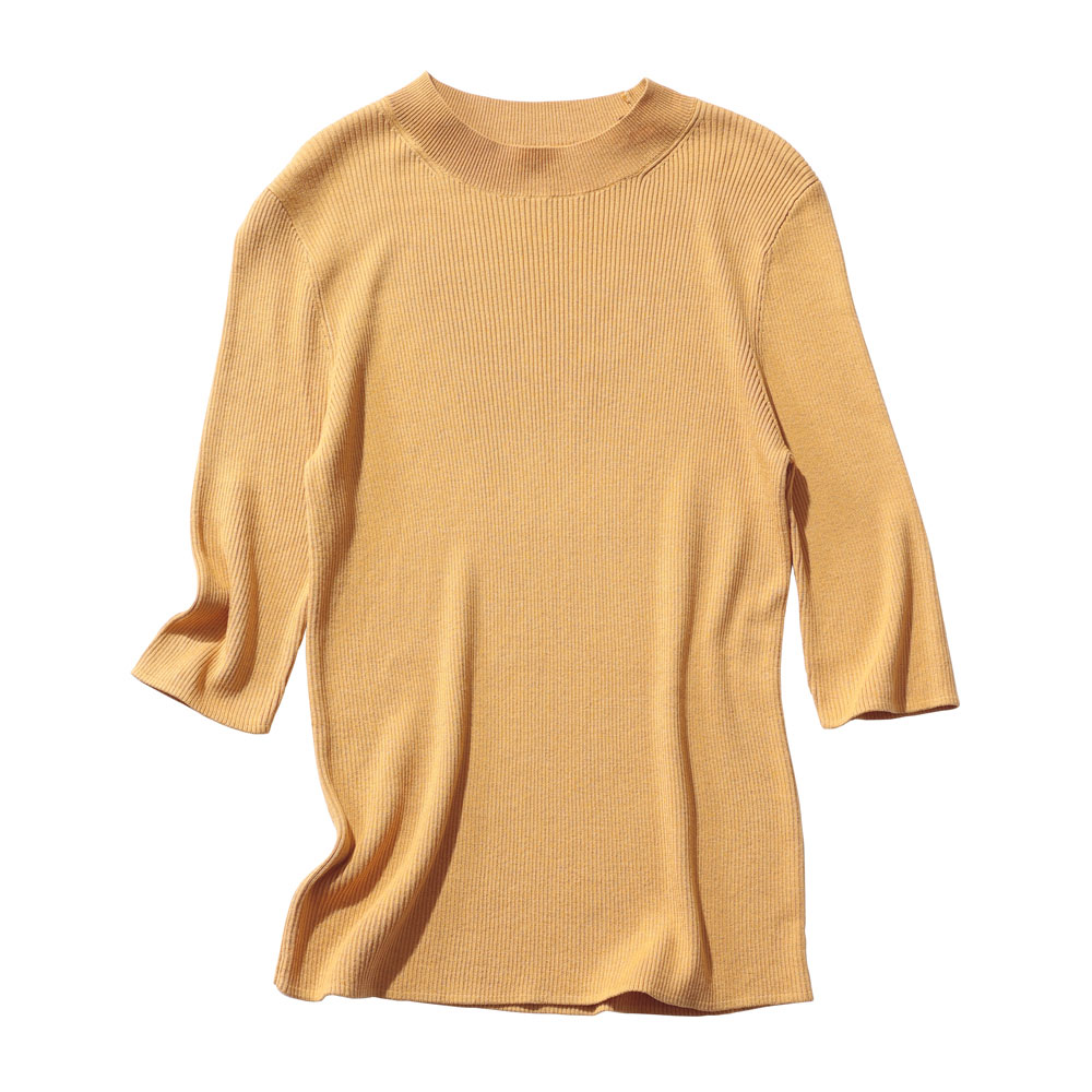 UVカット 洗える シルク100％リブ モックネック 5分袖 プルオーバー UV対策ウェア UV 紫外線対策 170403